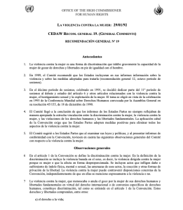 CEDAW. Recomendación General 19