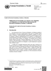 Obligaciones de los Estados con respecto a los refugiados y los migrantes en virtud del Pacto Internacional de Derechos Económicos, Sociales y Culturales
